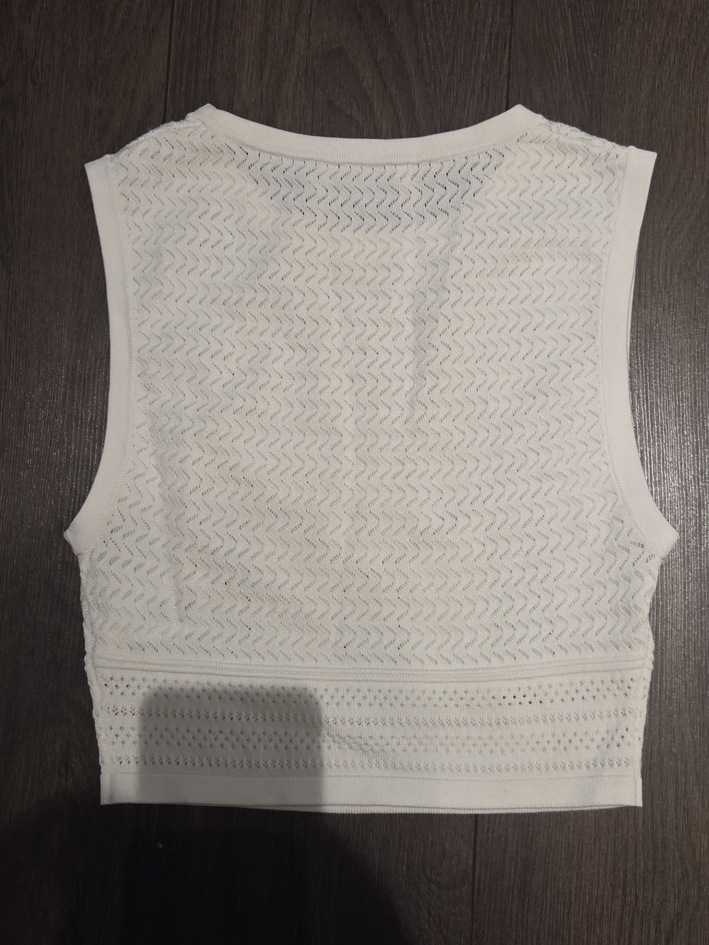 Babaton White Sleeveless Crochet Knit Crop Top Pointelle Tank Layer Fall Autumn - Picture 7 of 9